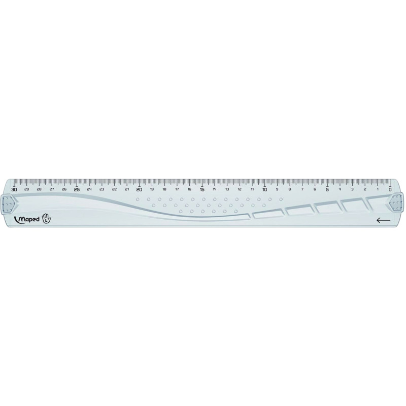 Blister règle plate gaucher GEOMETRIC 30cm