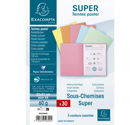 Paquet de 30 sous-chemises SUPER 60 - 22x31cm