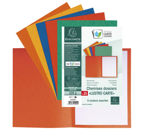 Paquet de 25 Chemises Lustro-Carte 225gm2 - 24x32cm