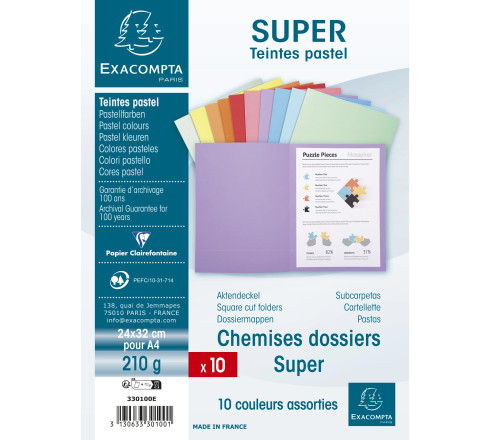 Paquet 10 chemises SUPER 210 - 24x32cm