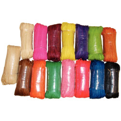 Lot de 15 pelotes de 50 g de raphia végétal assortis
