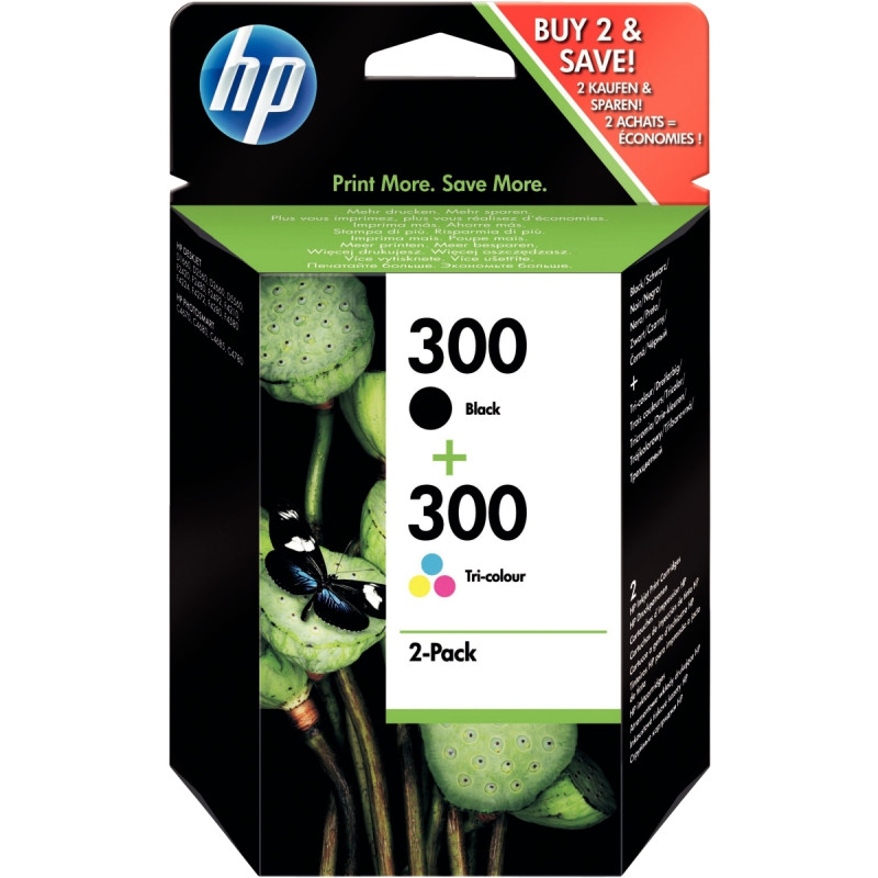 HP 300 pack de 2 cartouches d'encre noire et trois couleurs authentiqu