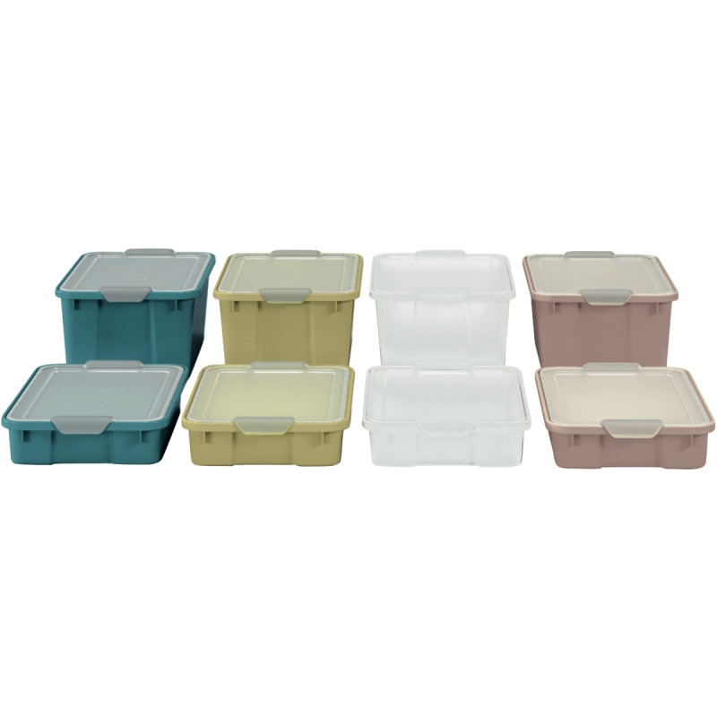 Lot de 3 bacs bleus en plastique grand modèle