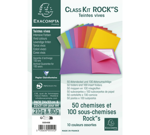 Pack 50 chemises + 100 sous chemises ROCK''S pour A4
