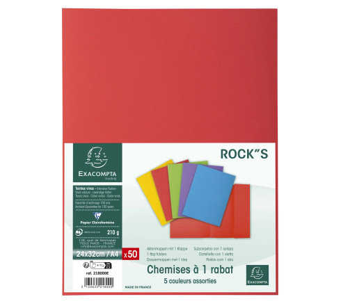 Paquet de 50 chemises 1 rabat ROCK''S 210 - 24x32cm