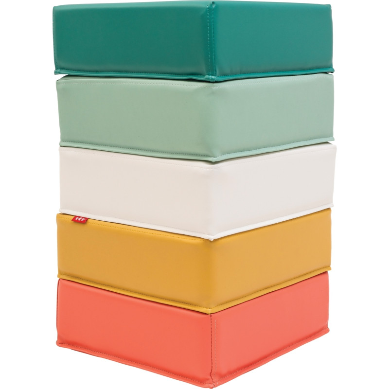 Lot de 5 poufs carrés 30x30x10cm assortis