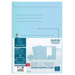 Paquet de 25 chemises 2 rabats SUPER 210 Contact - 24x32cm