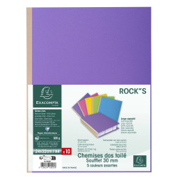 Paquet de 10 chemises à soufflet dos toilé ROCK''S 320g/m2 - 24x32cm