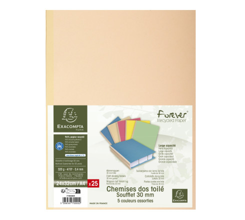 Paquet de 25 chemises dos toilé Forever® 320g/m2 - 24x32cm