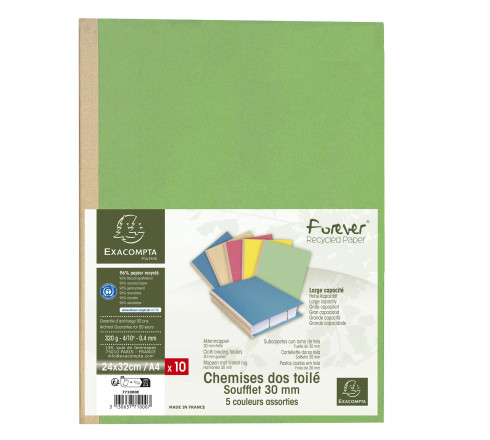 Paquet de 10 chemises à soufflet dos toilé Forever® 320g/m2 - 24x32cm