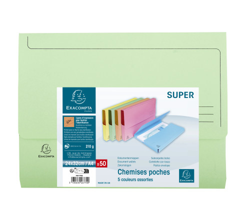 Paquet de 50 chemises poche SUPER 210 - 24,5x32,5cm