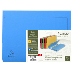 Paquet de 5 chemises poche coloris vifs Forever® - 24,5x32,5cm