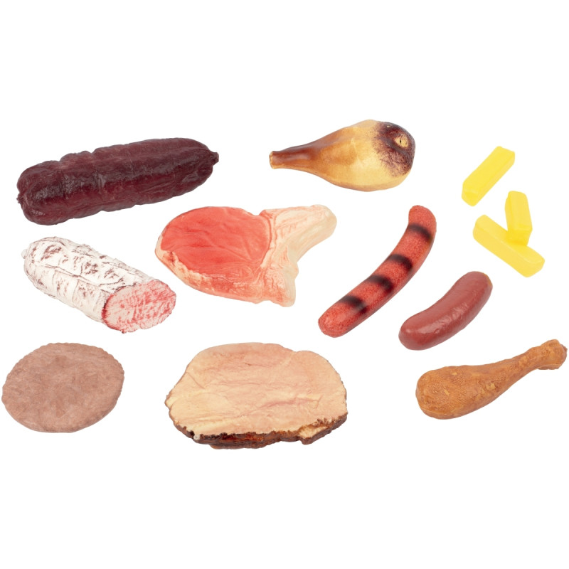 Sachet de viandes et de frites, 12 pièces en plastique