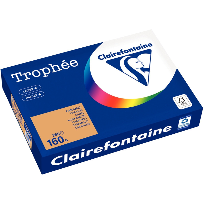 Paquet de 250 feuilles format A4 160g caramel CLAIREFONTAINE