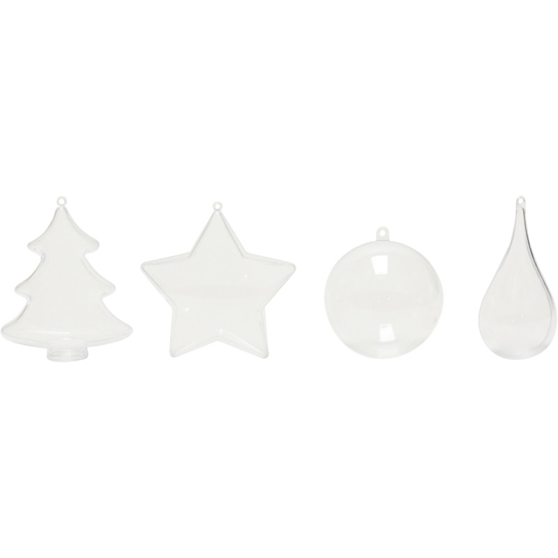 Lot de 24 objets de Noël en plastique, modèles assortis