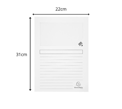 Paquet de 100 chemises à fenêtre SUPER 160g/m2 - 22x31cm
