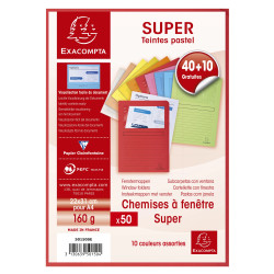 Paquet de 40 + 10 chemises à fenêtre SUPER 160g/m2 - 22x31cm