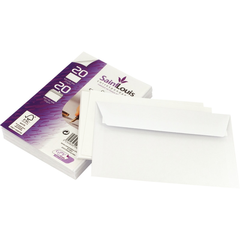Paquet de 20 enveloppes 82x128mm avec 20 cartes de visite 90x140mm bla