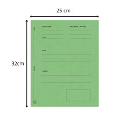 Paquet de 25 dossiers de plaidoirie Pour/Contre carte lustrée 25x32cm