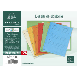 Paquet de 25 dossiers de plaidoirie Pour/Contre carte lustrée 25x32cm