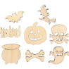 Lot de 24 embellissements thème halloween en bois