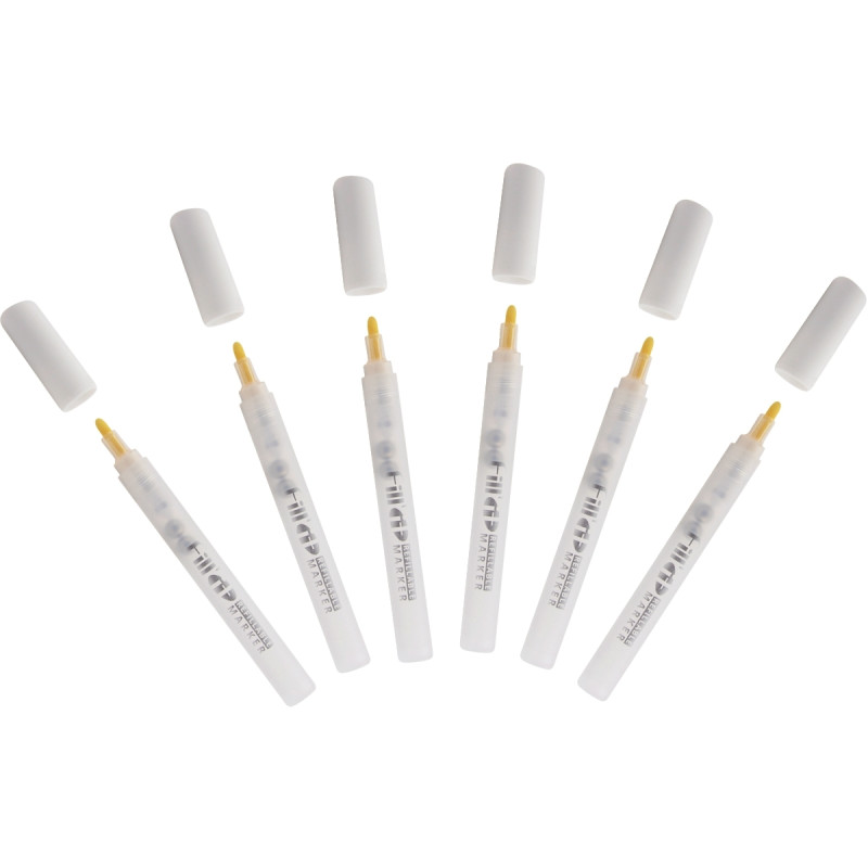 Lot de 6 marqueurs vides rechargeables pour encres et peintures liquid