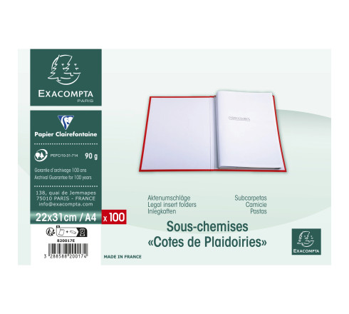 Paquet de 100 cotes de plaidoiries 22x31cm