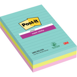 Paquet de 3 blocs Notes Super Sticky de 90 feuilles lignées, format 10