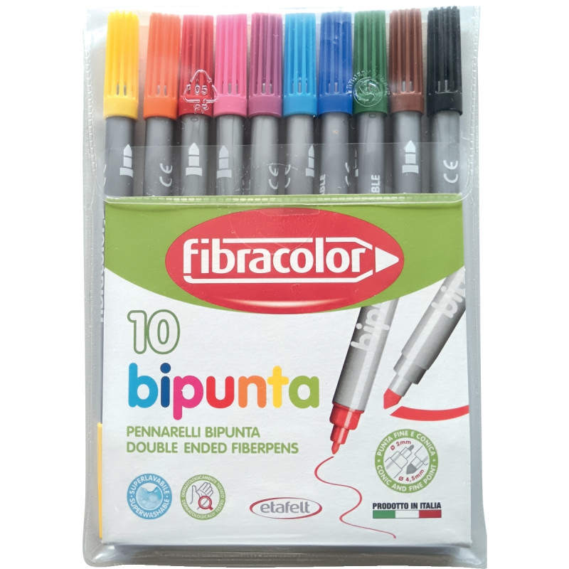 Étui de 10 feutres bi-pointe assortis