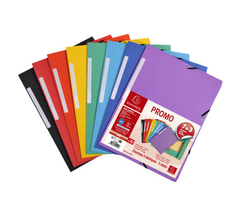 Lot Promo 10 Chemises à élastiques 3 rabats carte marbrée recyclée 355g/m2 - A4