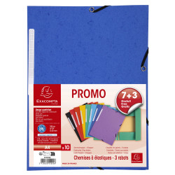 Lot Promo 10 Chemises à élastiques 3 rabats carte marbrée recyclée 355g/m2 - A4