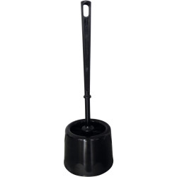 Porte-brosse et brosse WC en palstique noir