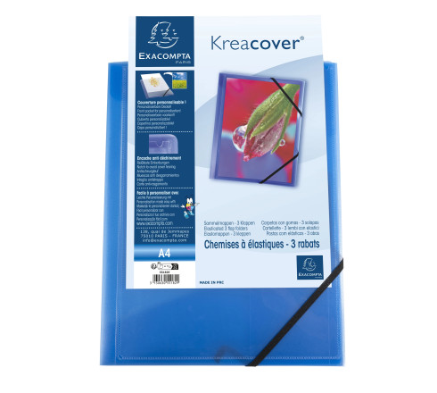 Chemise à élastiques 3 rabats polypropylène translucide Krea Cover - A4