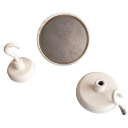 Blister 2 crochets de suspension magnétique diamètre 25mm blanc