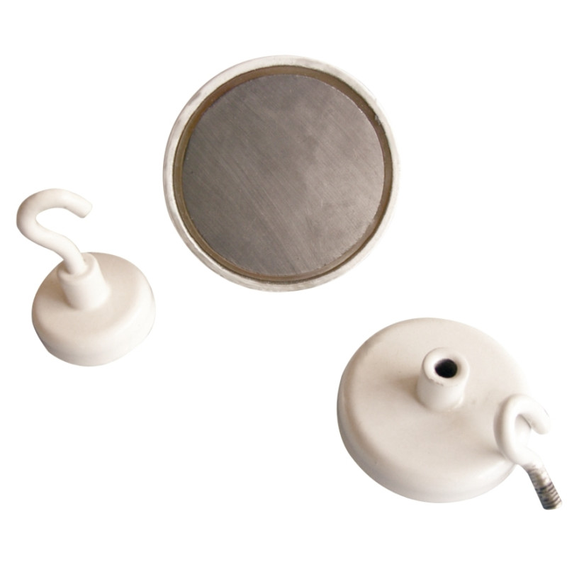 Blister 2 crochets de suspension magnétique diamètre 25mm blanc