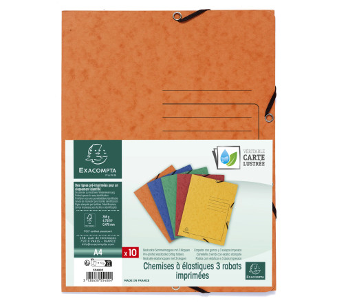 Chemises à élastiques imprimées - pochettes 3 rabats