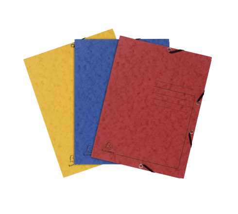Paquet de 3 chemises à élastiques 3 rabats carte lustrée 355gm2 - A4