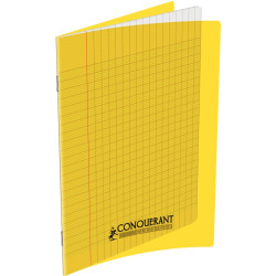Piqûre 48 pages CONQUERANT, 17x22 cm, seyès, couv PP jaune