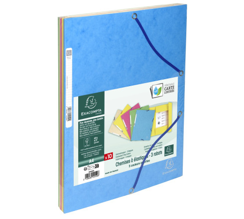 Chemise 3 rabats à élastiques carte lustrée 400g/m2 ® - A4