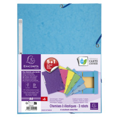 Lot de 5+1 chemises en carte lustrée 400g/m2 - A4