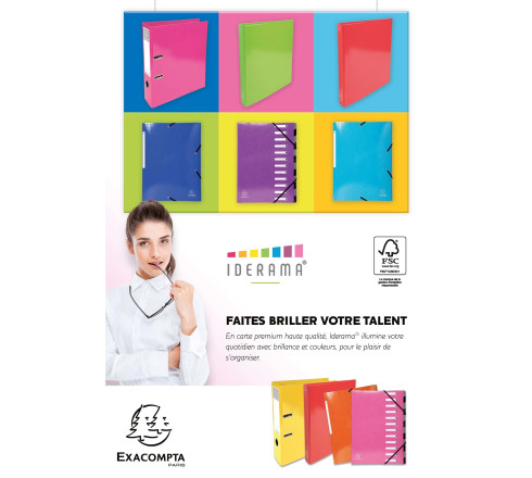 Chemise à élastiques 3 rabats Maxi capacity carte lustrée pelliculée 425gm2 Iderama A4
