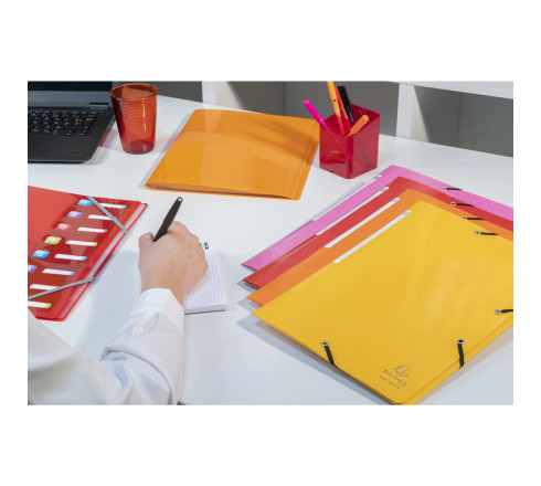 Chemise à élastiques 3 rabats maxi capacity carte lustrée pelliculée Iderama - A4