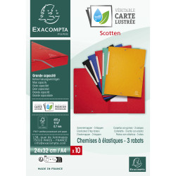 Chemise 3 rabats à élastiques Maxi Capacity carte lustrée 600g/m2 Scotten ®- A4