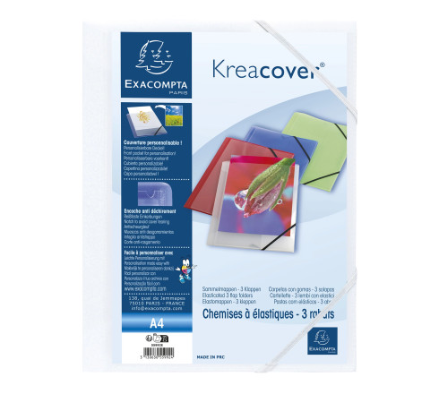 Chemise à élastiques 3 rabats polypropylène opaque Krea Cover - A4