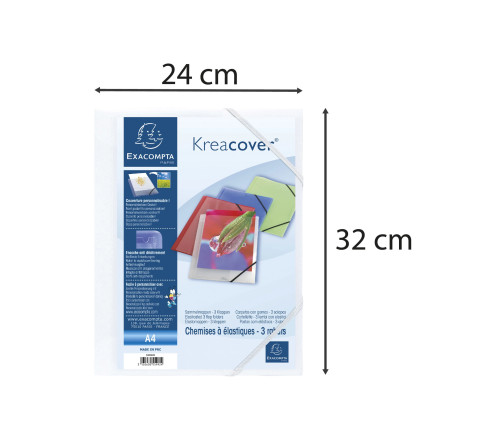 Chemise à élastiques 3 rabats polypropylène opaque Krea Cover - A4