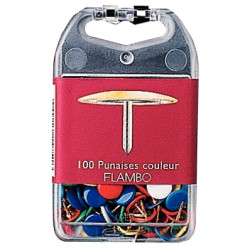 Boîte de 100 punaises diamètre 9 mm assortis CAPSA