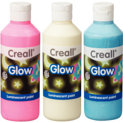 Lot 3 flacons de 250ml de peinture phosphorescente coloris assortis: v