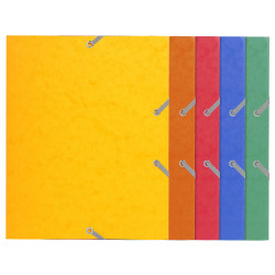 Chemise à élastique 3 rabats carte lustrée 400gm2 - format scolaire 17x22cm