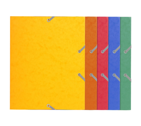 Chemise à élastique 3 rabats carte lustrée 400gm2 - format scolaire 17x22cm