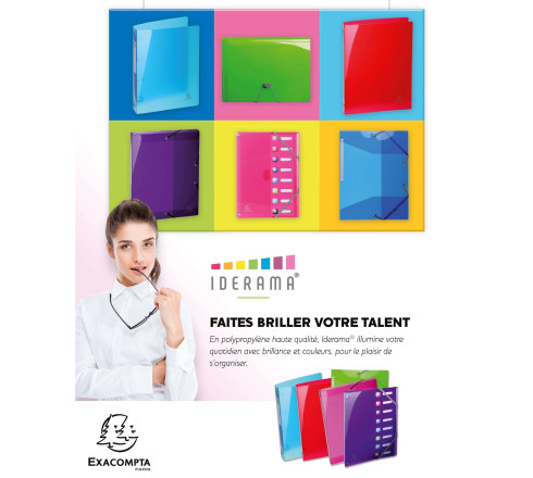 Chemise 3 rabats à élastiques polypropylène 5/10e IDERAMA PP - 23.5x12cm